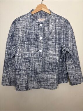 TORY BIRCH COLLARLESS BLAZER FULLY LINED SIZE LARGE